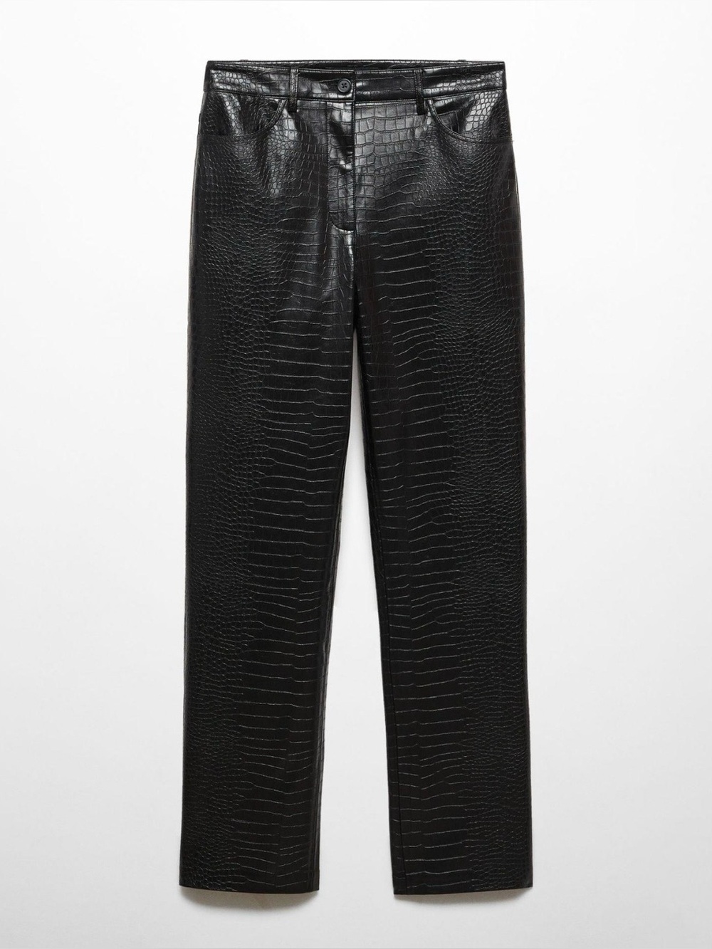 Mango lo Black Faux Croc Womenβs Leather pant